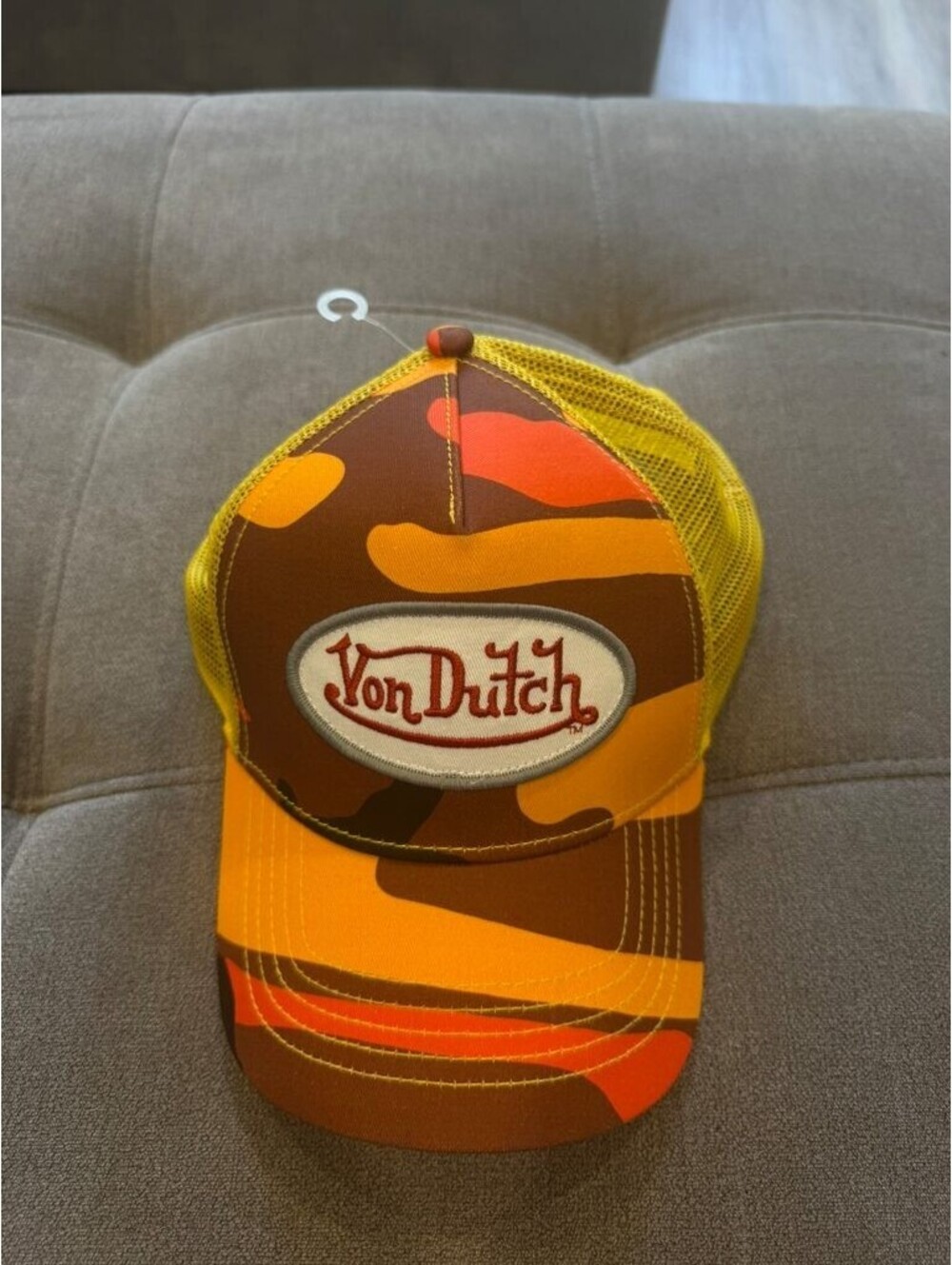 Von Dutch Trucker Hat Orange Camo Yellow Mesh Snapback Cap